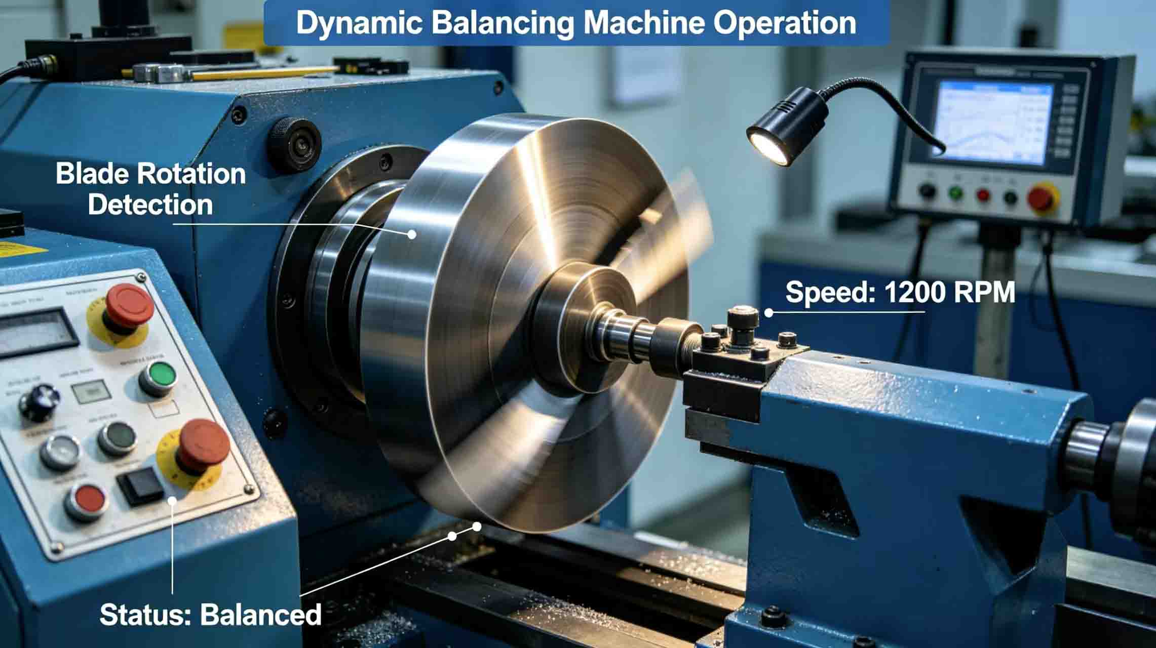 Dynamic balancing machine operation image