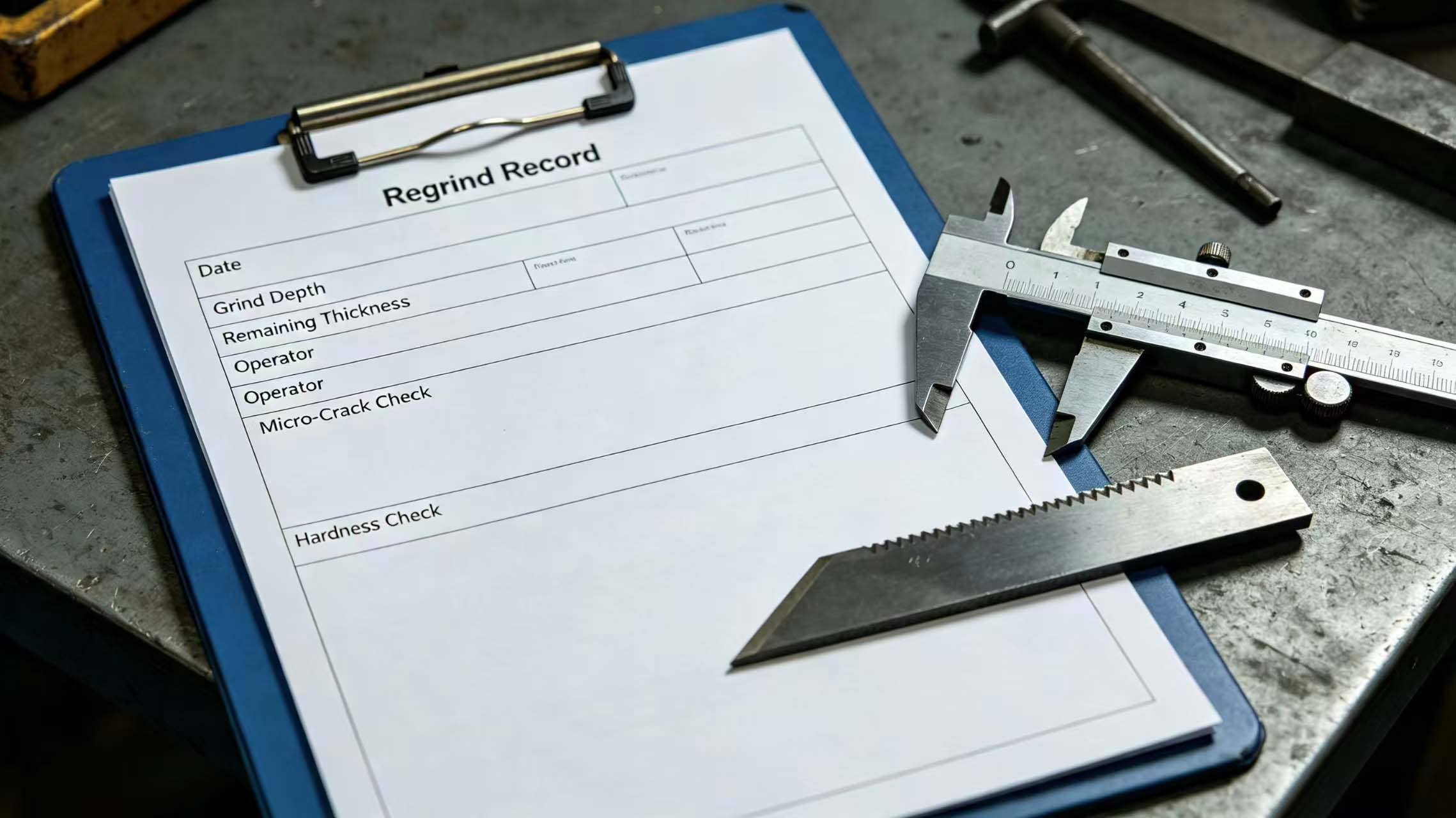 Regrinding record example Regrinding record example